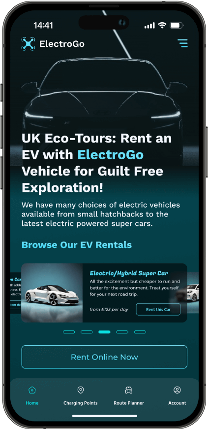 Electro Go design for web on iPhone