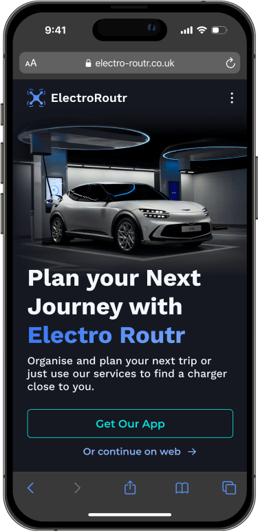 Electro Routr design for web on iPhone