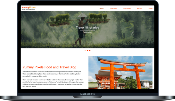 Yummy Pixels website on Macbook mockup