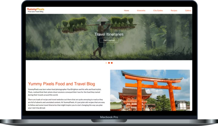 Yummy Pixels website on Macbook mockup